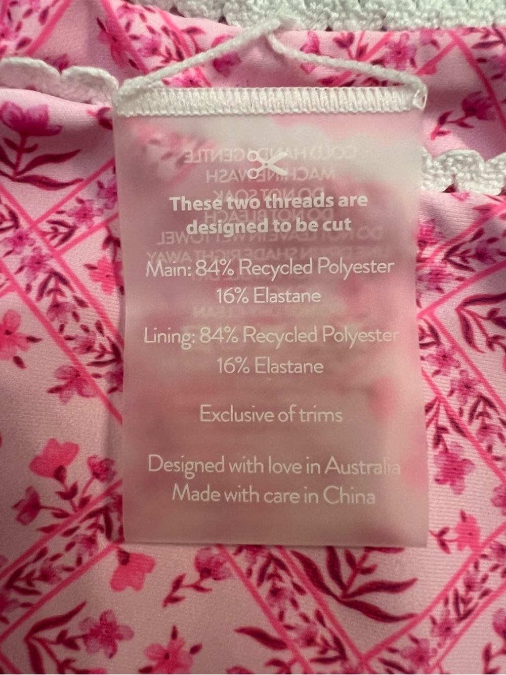 Kulani Kini Pink Floral High-Cut Bikini Bottoms Size Medium great condition - Picture 6 of 7